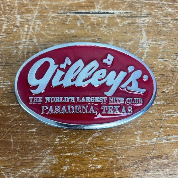 Other - Gilley's Vintage Red Silver Oval Metal Belt Buckle Country Music Western Texas